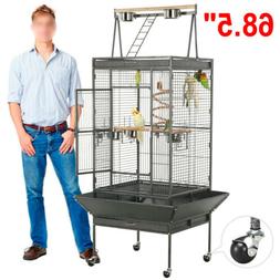 S Play Top Parrot Finch Aviary Supplies W/stand Ladder Wheel